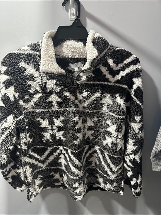 Warm & Cozy Tops - Cozy Black & White Sherpa Pullover Hoodie - Women